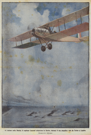 Italian wings on the English Channel (colour litho)