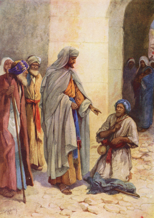 A Poor Cripple Healed (colour litho)