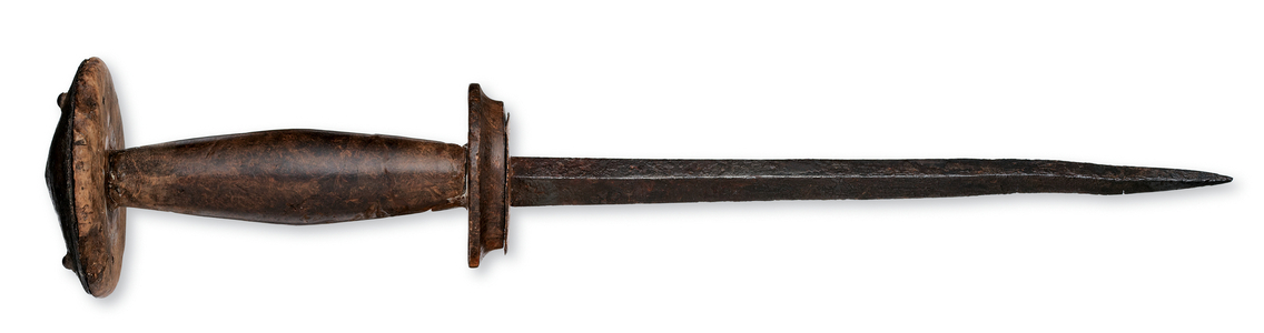 Rondel dagger, probably English (wood, iron & copper alloy)