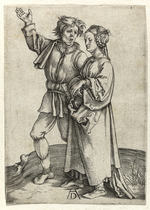 Pair of peasants, c.1497 (Burin engraving)