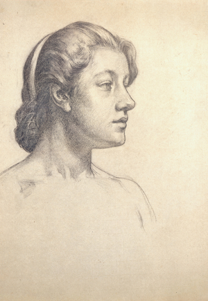 Sketch-Head of a Lady (charcoal on paper)