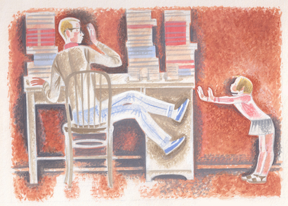 Illustration from 'About the Girl Nastya and the Malicious Invisible Girl' by Yury Vyazemsky, 1986 (gouache on paper)
