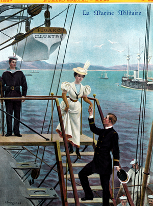 Young woman boarding a