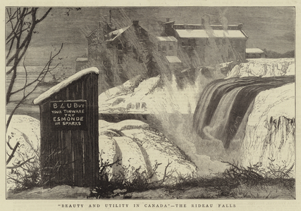 "Beauty and Utility in Canada", the Rideau Falls (engraving)