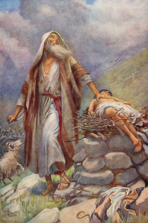 Old Testament: Abraham and Isaac (colour litho)