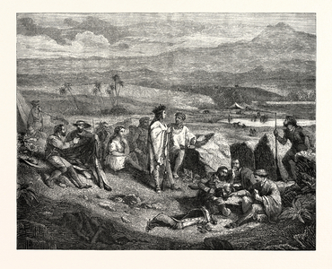 Adventurers in New Mexico,Painting by Bourgoin. Engraving 1855