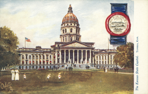 The Kansas State Capitol, Topeka, Kansas (colour litho)
