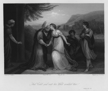 The Request of Achsah, Joshua XV, 18 (engraving)