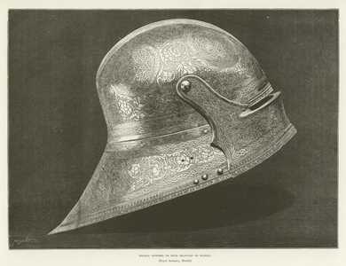 Helmet supposed to have belonged to Boabdil (engraving)