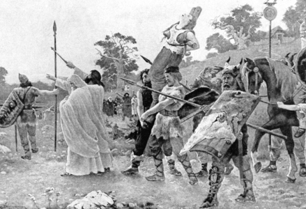 Punishment of a Germanic adulteress (b/w photo)