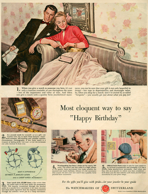 Watchmakers of switzerland Magazine Advert, USA, 1950s