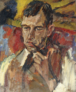 Portrait of Austen St. Barbe Harrison, Seated Smoking a Pipe, 1931 (oil on canvas)