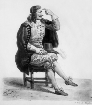 Jean Baptiste Poquelin aka Moliere (1622-1673) French playwright, here as Arnolphe in play The School for Wives, 1670, Paris, engraving by Delpech