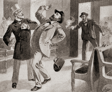 The assassination of President James A. Garfield at the Baltimore and Potomac Railroad Station, Washington D.C.,  America on July 2, 1881, by Charles Julius Guiteau.