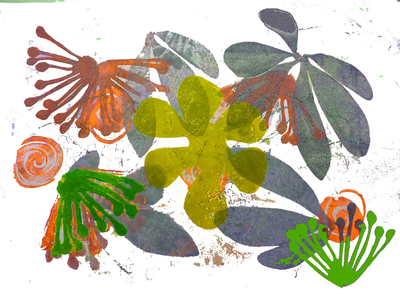 organic shapes, 2018 (mono print on paper)