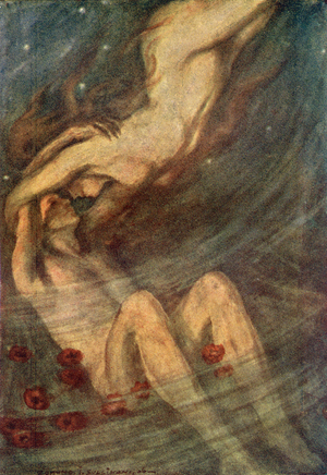 Diana and Endymion, Illustraion from the poem Endymion by John Keats, from Poems of Keats, pub.c.1910