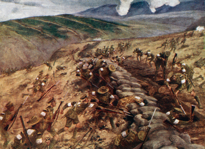 'Gallipoli' - soldiers fighting in Gallipolim 1915 (print)