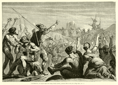 Les Israelites, en voyant dans leur camp l'arche sainte, poussent des cris de joie (engraving)