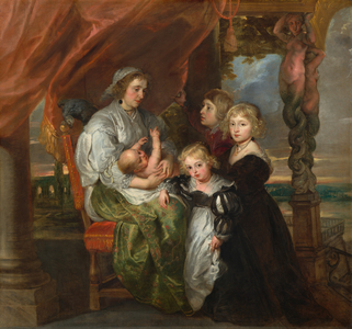 Deborah Kip, Wife of Sir Balthasar Gerbier, and Her Children, 1629-1630, reworked probably mid 1640s (oil on canvas)