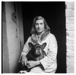 Rose McLaren, portrait of aristocrat, Soho habitue, friend of Francis Bacon and florist to Princess Margaret, mid 1950's (b/w photo)