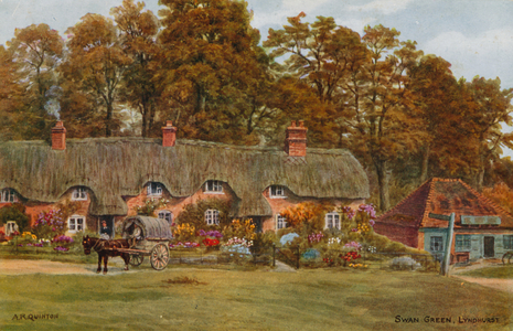 Swan Green, Lyndhurst (colour litho)