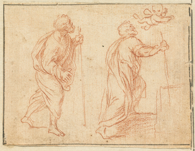 An Apostle Guided by an Angel (red chalk on laid paper)