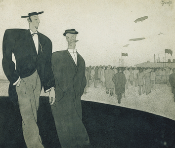Sporthumour (recto); Sporthumor (recto), c.1912 (brush, airbrush and black ink and pencil on printed paper)