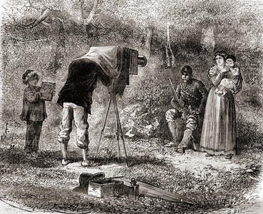 Photography in the 19th century, from Les Merveilles de la Science, published c.1870 (engraving)