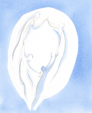After Confession, absolution, prayer and penance, I found myself lifted - as the Lord explained - into the 'dance' of the Three Divine Persons, 2005 (w/c on paper)