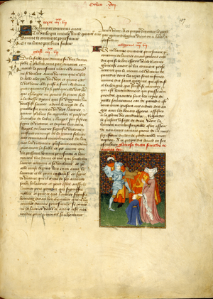 Harley 4431, f.135,  Hector and Andromache, from 'The Book of the Queen' by Christine de Pizan (vellum)