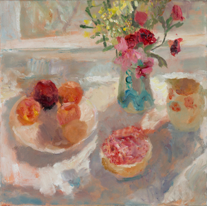 The Jug with a Turquoise Zig Zag, 2014 (oil on canvas)