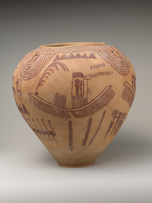 Ware Jar decorated with Boat and Human Figures (painted pottery)