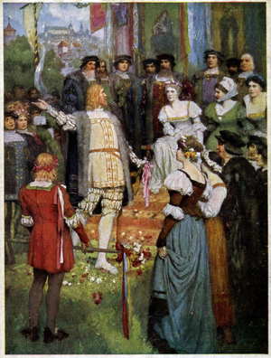 Music. Opera. Die Meistersinger von Nurnberg (The Mastersingers of Nuremberg), opera by Richard Wagner (1868). Illustration by Ferdinand Leeke, Germany, c.1900 (postcard)