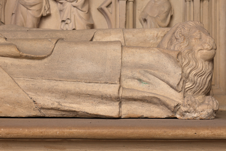 Tomb of Bernard Brun. 14th century. White stone. Feet of the defunct.