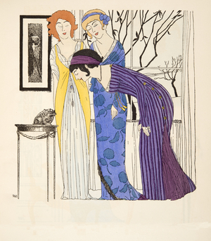 Three empire line dresses from 'Les Robes de Paul Poiret' pub. 1908 (pochoir print)