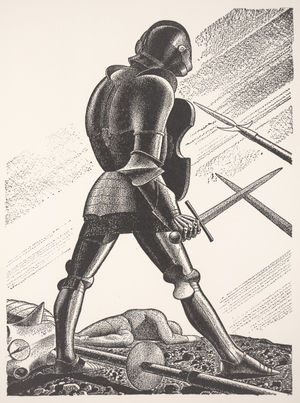 A horse! A horse! My Kingdom for a horse! - Illustration reproduction for "Richard III", 1936 (litho)