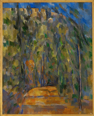 Bend in the forest road (oil on canvas)