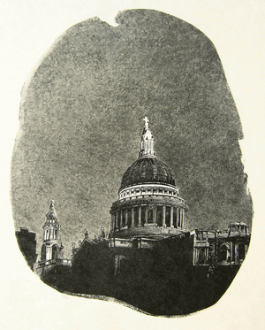 St Paul’s: Dusk, 2014 (wood engraving & stencil print on paper)