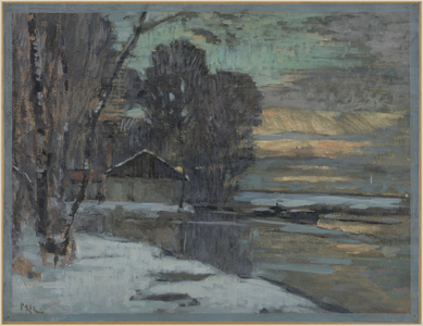 Sketch for Noisy-le-Sec town hall: Ourcq canal in winter, ca. 1907 (oil on canvas)