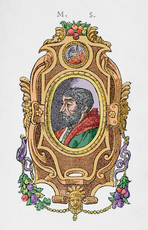 Maurice Sceve (c.1501-1564) (coloured engraving)