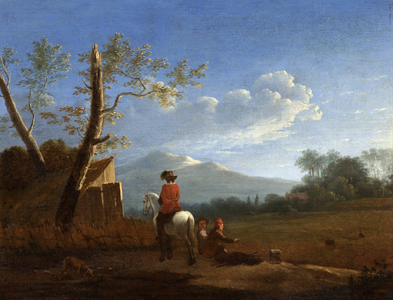 Landscape with Bird Catchers, c.1670 (oil on panel)
