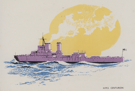 HMS Centurion (colour litho)
