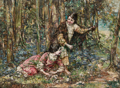 Girls In a Wood (oil on canvas)