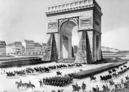 Entry of German troops in Paris, 1871 (b/w photo)