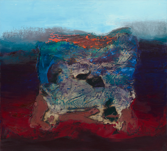 Henge, 2017 (oil, acrylic, collage & sand on linen)