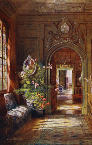 Knole House: Colonnade (colour litho)