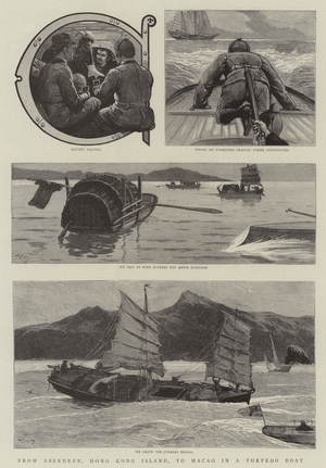 From Aberdeen, Hong Kong Island, to Macao in a Torpedo Boat (engraving)