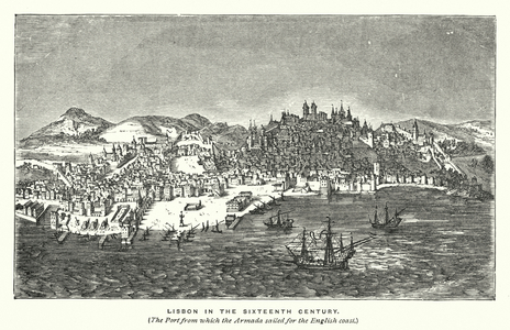 Lisbon in the sixteenth century (engraving)