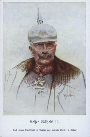 Kaiser Wilhelm II of Germany in military uniform (colour litho)