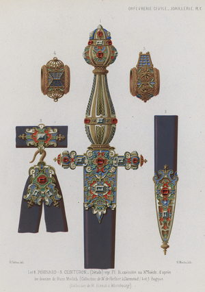 Dagger and belt (chromolitho)